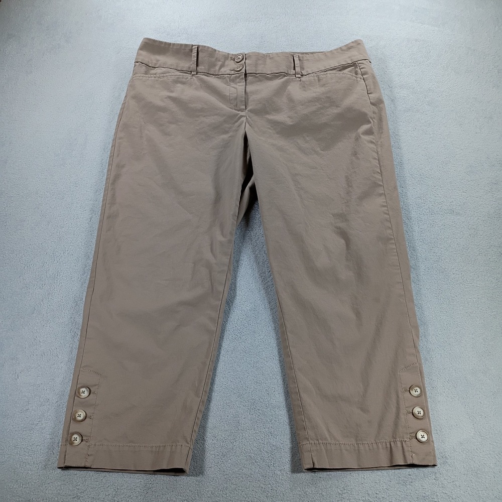 Loft Outlet Womens Original Crop Khaki Pants Size 14 Button Cuff Details